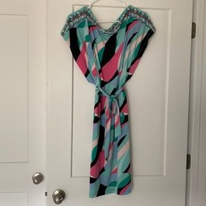 Bright colorful dress with cap sleeves